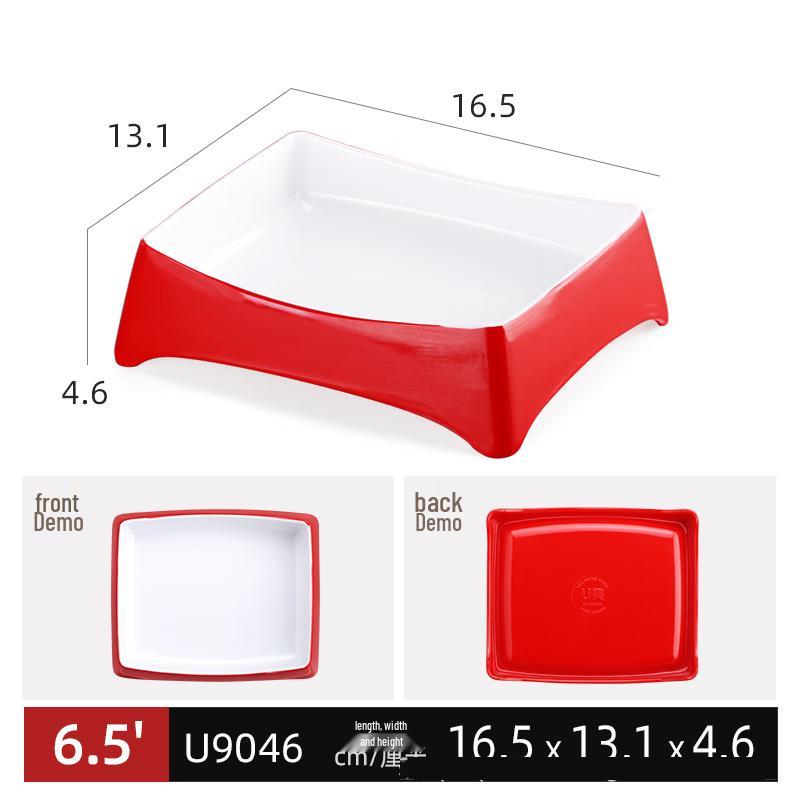 Shengjia Red and White Melamine Chinese Style Dining Plates