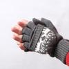 Rękawice z mitenkami z nakładkami i składane Zimowy renifer Grafitowy Rozmiar F [2-drożne] Damskie mankiety, Klasyczne! Drukuj, Szary,