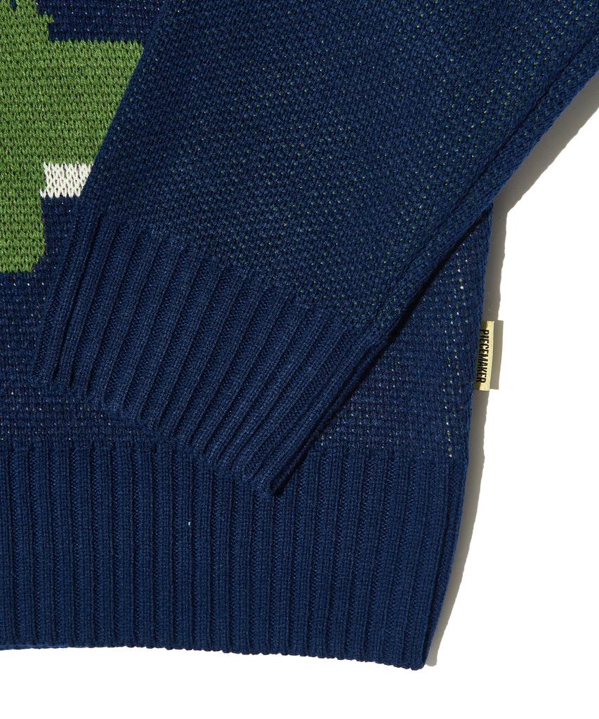 PEACE MAKER Donkey Jacquard Knit Pullover (Navy)