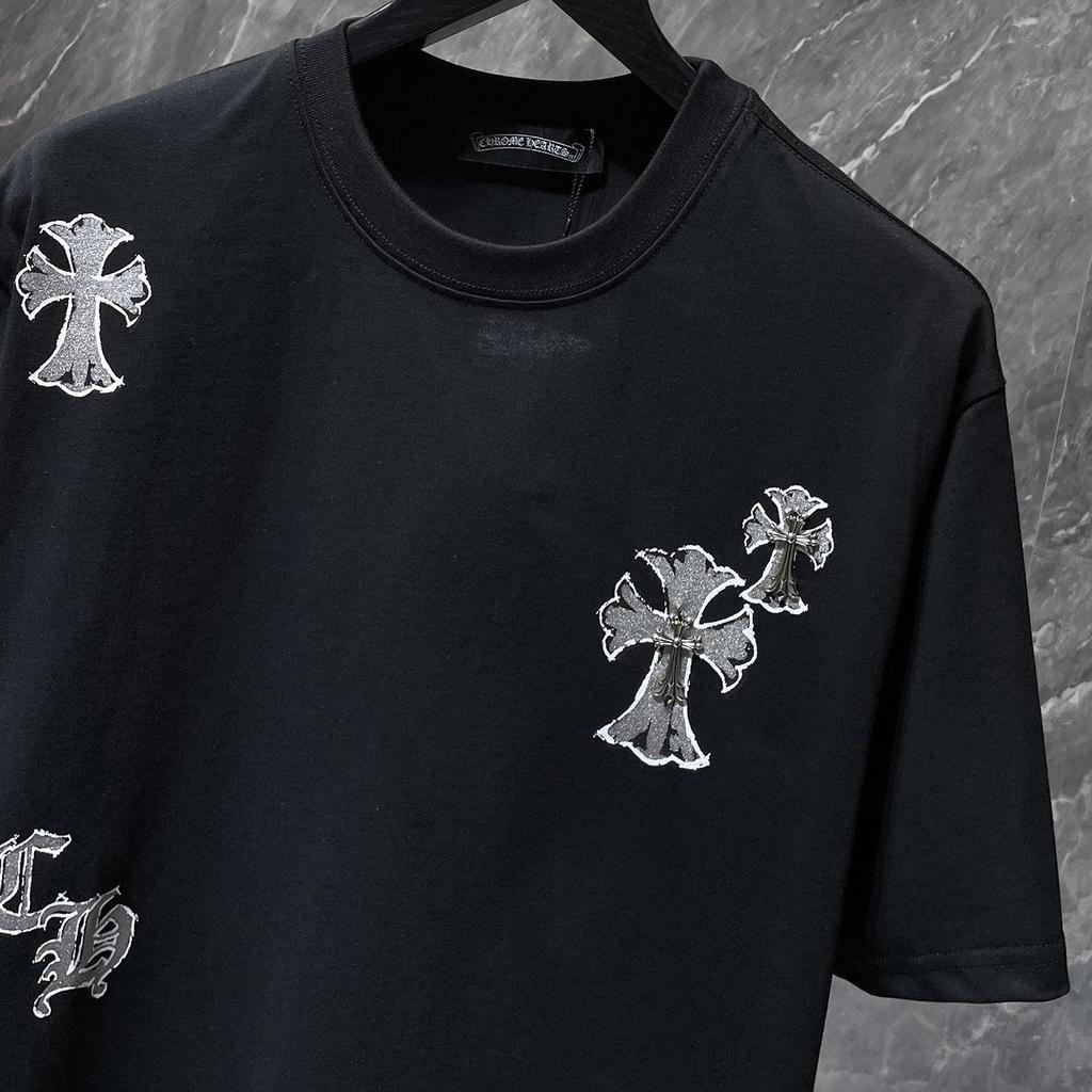 8937 CHROME HEARTS 2026 Summer New High Quality Cotton Round Neck Loose Large Size Men's and Women's T-shirt Couple T-shirt