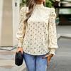 Loose Round Neck Printed Blouses Commuting Long Sleeve Autumn Winter Women
