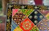 Hand-Painted Indian Folk Art Panel: Boho Wall Decor with Mirror