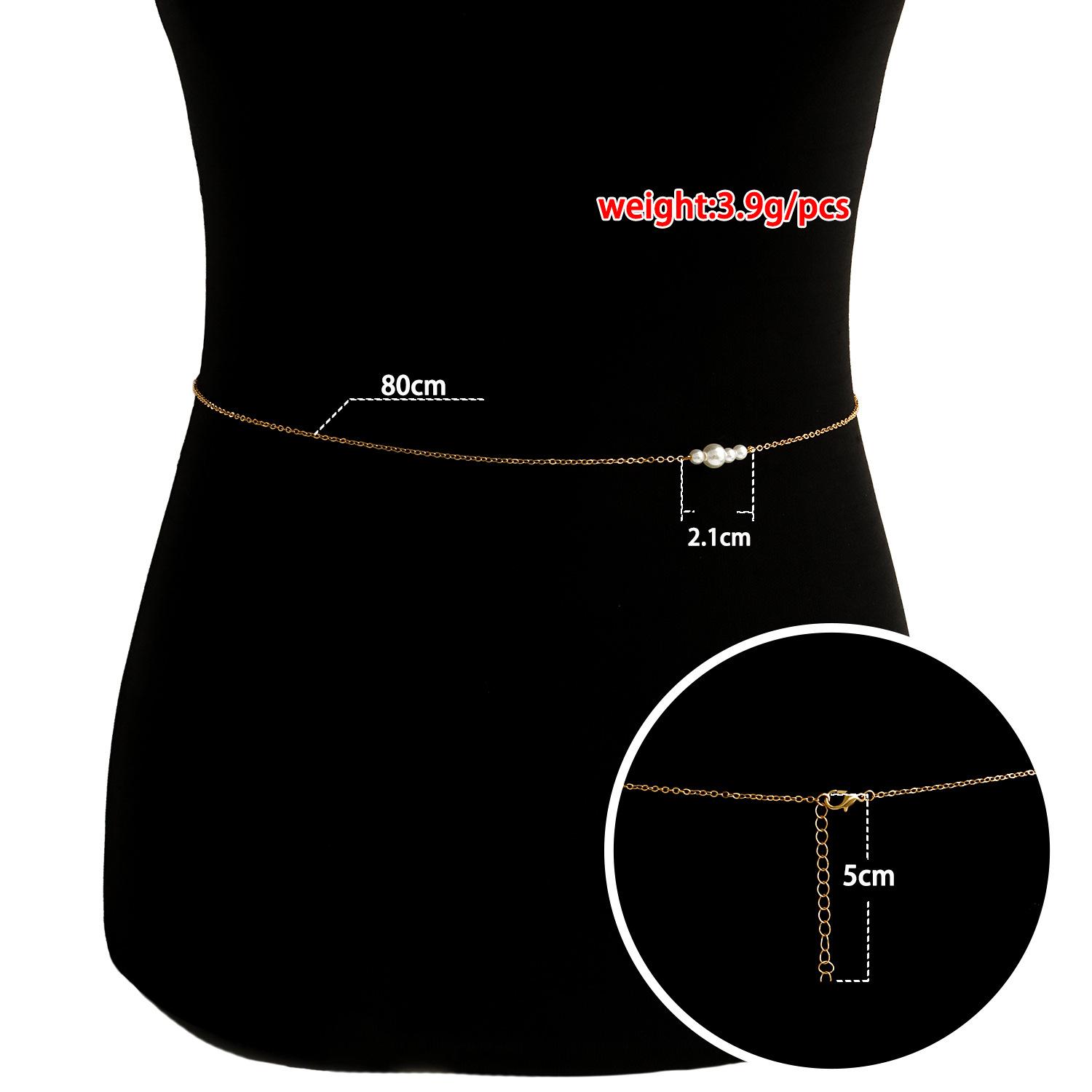 New Waist Chain, Sexy Simple BodyBelly Bikini, Pearl Waist Chain 60-80cm золотой