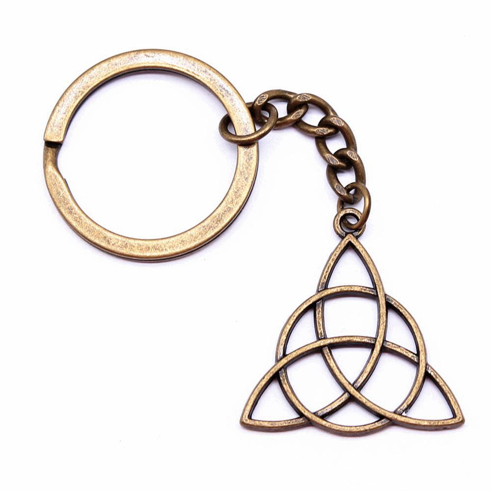 Celtic Knot Charm Hexagram Keychain Irish Amulet Key Ring 28mm Ring