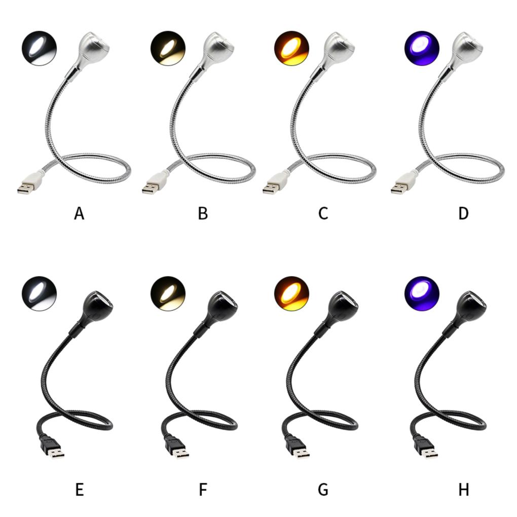 USB Reading Lamp Flexible Hose Clip Light Eye Protection Bedroom Bedside Lighting Light Black