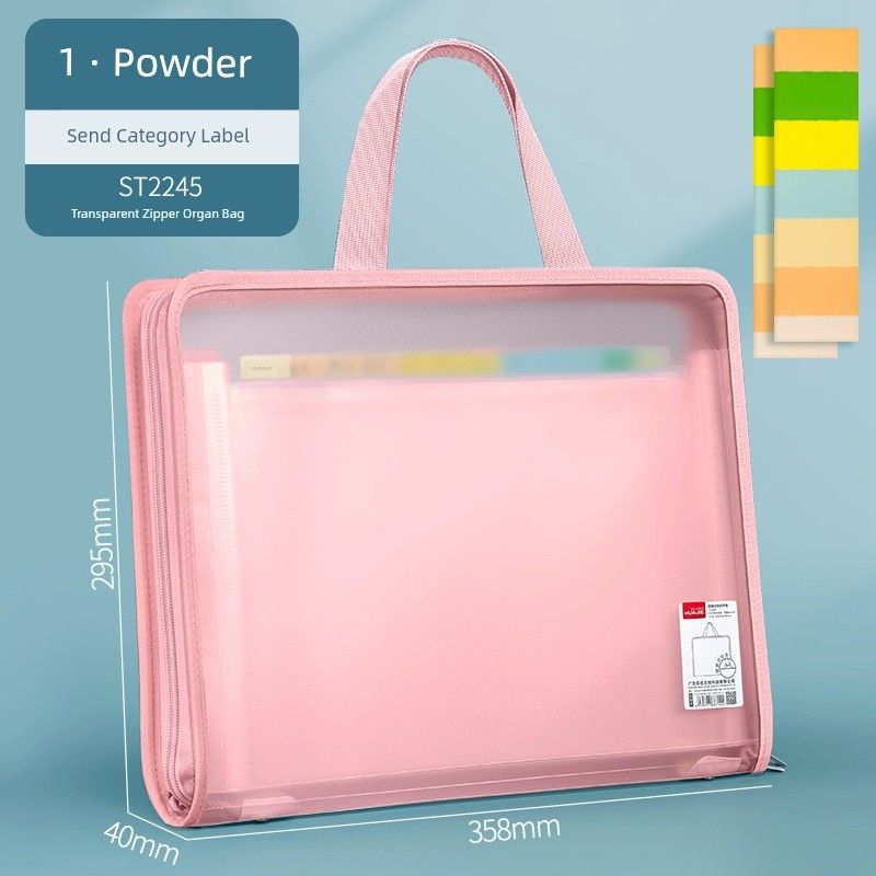 

Handy Gadget Student Test Paper Buggy Bag Multi-Layer 13 Grid Large Capacity Info Booklet Portable Document Bag Album Cosmetics Bag Drawing Bag Transparent Powder [Single Pack/With Label] St2245