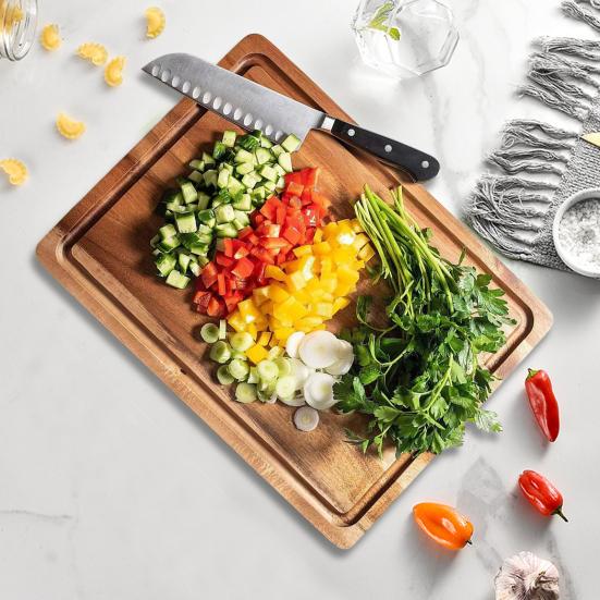 Drewniana deska do krojenia do kuchni Gruba drewniana deska do serwowania z głębokim rowkiem na sok Charcuterie Deska do krojenia Rzeźniczy blok do mięsa Warzyw Owoców