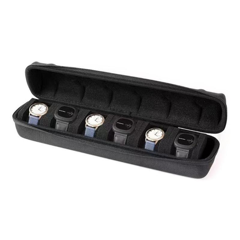 6 Slot  Watch Storage Case Lightweight Shockproof Design Storage Bag Portable Zippers Closures for Travel and Daily Use