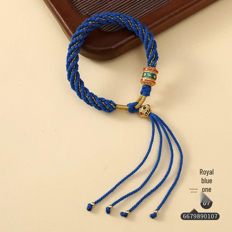 Colorful Tibetan Handmade Wealth God Bracelet – Cotton Thread Red String for Birth Year
