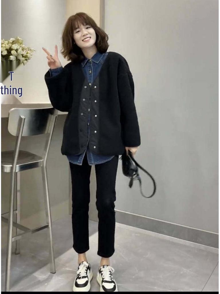 Women's Autumn Loose Denim Shirt Jacket - Casual Layered Cardigan Style