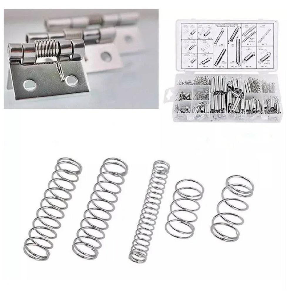 200 Stück verzinkter Stahlfedern Sortiment mit 20 Größen für verschiedene Reparatur- und mechanische Anwendungen mit durchsichtiger Aufbewahrungsbox
