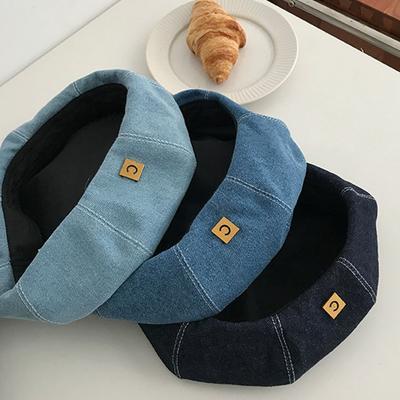 Version of Japanese Retro Denim Beret Women's Spring and Summer Thin Style Showing Face and Little Painter Hat Looking Octagonal Hat Street Trend