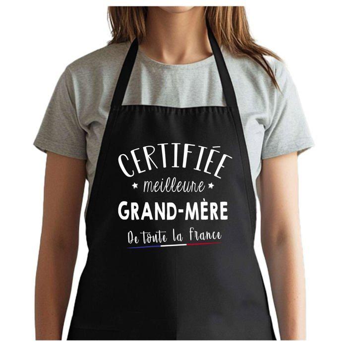 Tablier de cuisine - Grand-mère Certifiée Meilleure de France - Noir - Impression Bretonne - Coton résistant