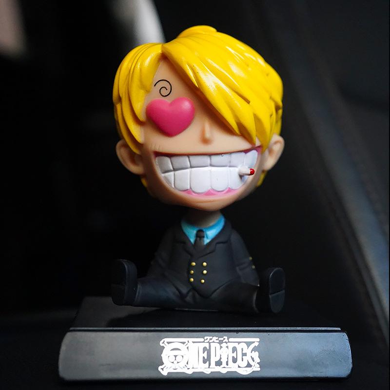 One Piece Luffy Zoro Chopper Car Doll Shaking Head Auto Interior Kawaii Tabletop Ornament Bobble Head Kids Toys Gift