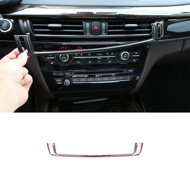 For BMW X5 X6 F15 F16 ABS Carbon Fiber Texture / Silver Car Interior Center Control Air Condition Air Outlet Frame Cover Trim