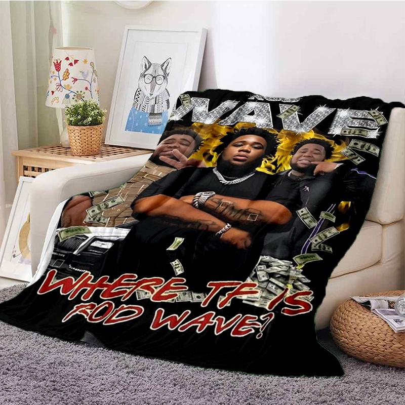 

HOT Rod Wave 3D Print Rapper Star Soft Plush Blanket,Flannel Throw Blanket for Living Room Bedroom Picnic Bed Sofa Cover 75x90cm