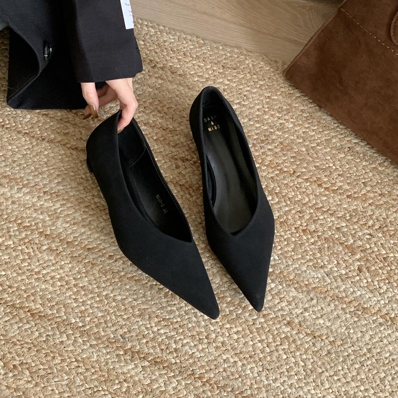 

Fashion SUOJIALUN 2025 New Brand Women Flat Shoes Fashion Pointed Toe Shallow Slip On Single Shoes Square Low Heel Outdoor Dress Boat Sh 35 чёрный