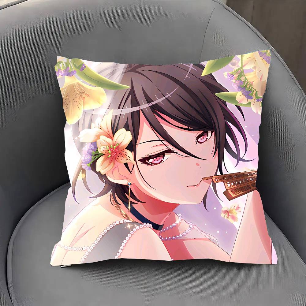 Yashio Rui Anime BanG D-Dream Pillow Case Fashion Square Pillowcase Bedroom Sofa Room Ins Decoration Leisure