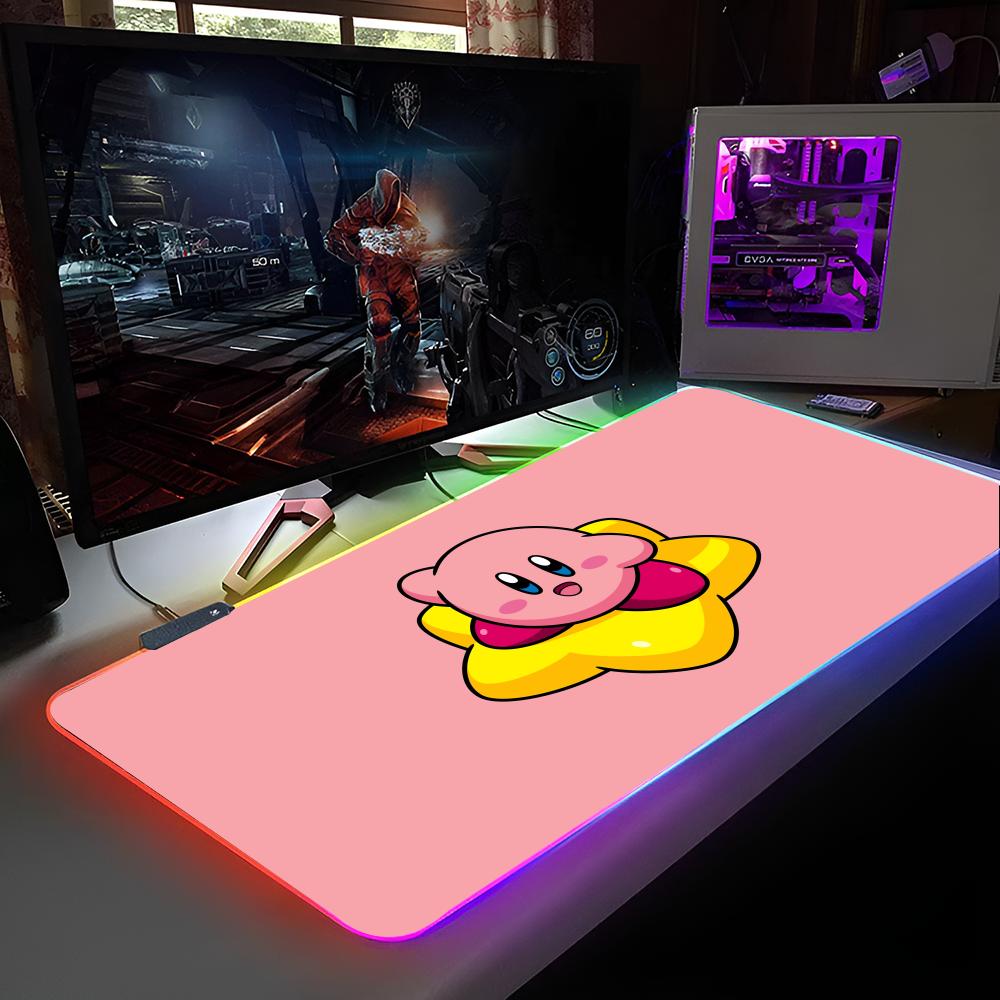 

K-KirbySE Милый Коврик для Мыши RGB Подсветка Коврик для Мыши Ноутбук Коврик для Мыши Ноутбук Геймер Компьютерный Стол Игровые Аксессуары RGB600x300x3mm