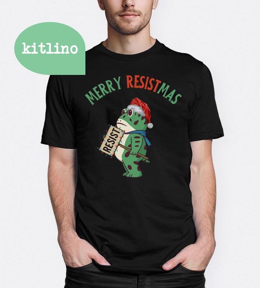 Merry Resistmas Portland Frog Protest Unisex T-Shirt M