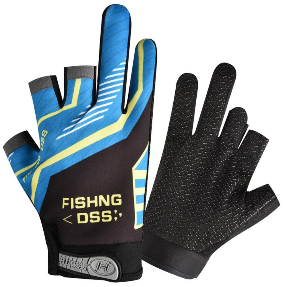 Gloves men's and women's three-finger non-slip outdoor sports cycling elastic printing spring and summer thin sun protection fishing gloves