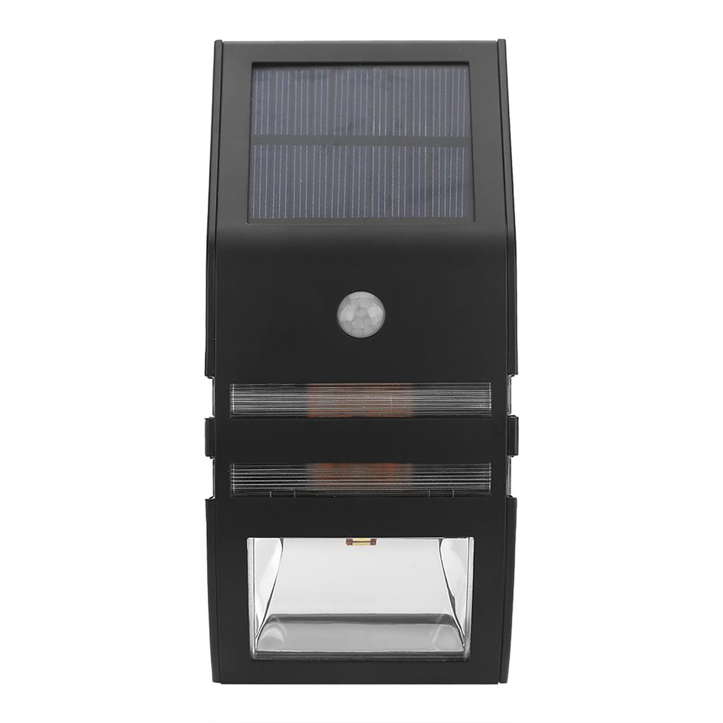 Solar Powered PIR Motion Sensor 2 LED   Wall Light Garden Security Lamps Black Warm White