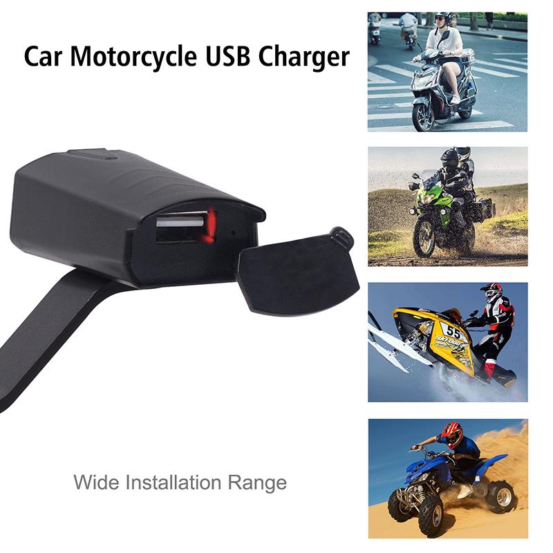 Motocyklová řídítka nabíječka mobilního telefonu jeden USB 12V vodotěsná zásuvka napájení příslušenství pro úpravu zpětného zrcátka