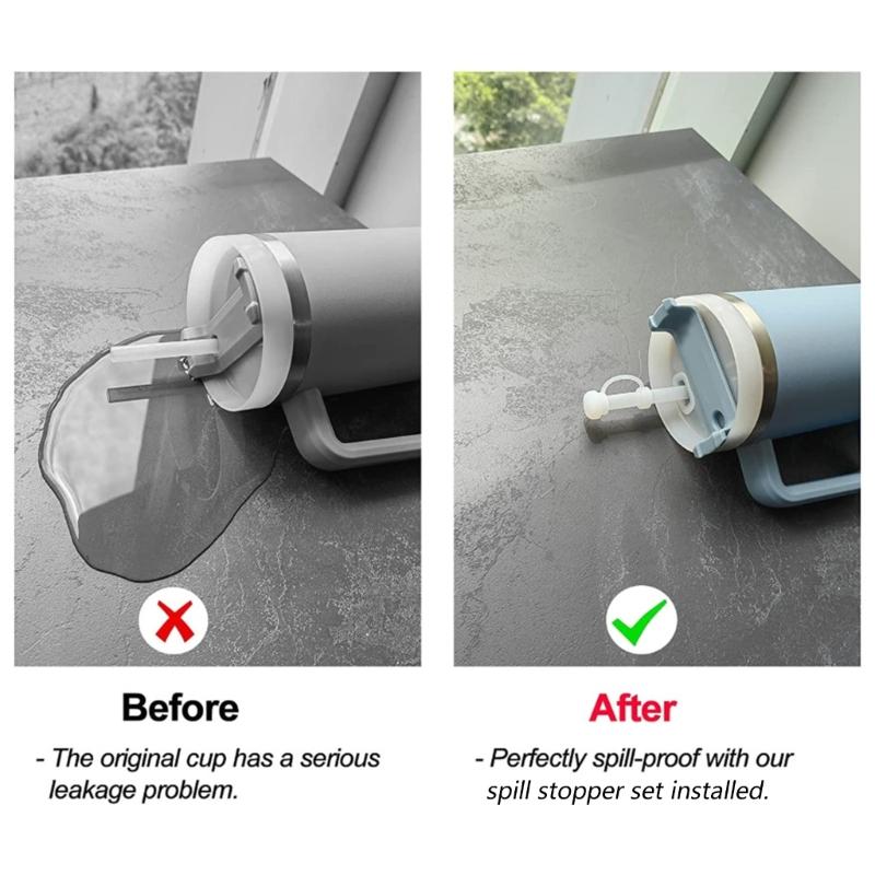 6 Stück Halten Sie Ihren Becher sauber und ordentlich Auslaufsicheres Stopper-Set für Stanley-Tumbler Quadratisch Rund Silikon Auslaufsicherer Stopper