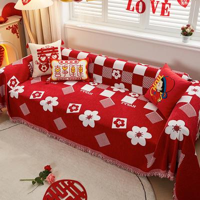 High-Grade Red Sofa Towel Seat Cushions Four Seasons Universal Non-Slip Wedding Tie Festive Cover High-End All-Inclusive Cover Blanket