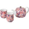Ale-net Arita Ware Japanese Tea Set, Red Plum Teapot (590ml) and 2 Teacups (185ml) with Strainer, Porcelain Teaware with Gift Box, Made In Japan