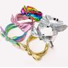 Metallic Wide Top Knot Hair Hoop Shiny Holographic Metallic Bow Headband Hair Accessory  For Women