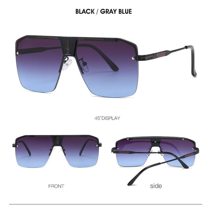 Vintage Brand Design Oversized Rimless SunUV Protection Glasses Men and Women Classic Style Gradient Square Sun UV Protection Glasses Trendy for Fe