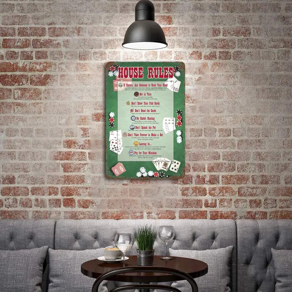 Gewinnende Pokerhand-Ranglisten-Tabelle Poster Vintage Blechschild Metallschild Dekorative Plakette für Pub Bar Man Cave Club Wanddekoration