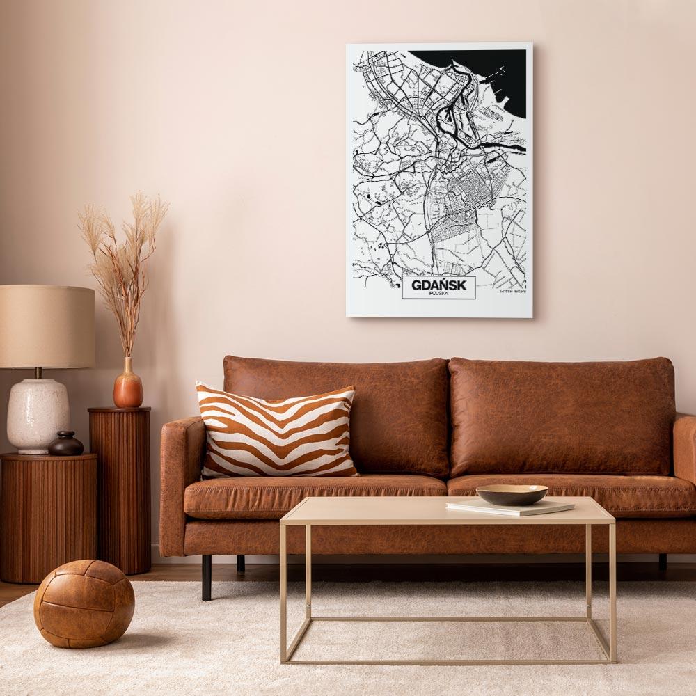 Obraz - Mapa Miasta: Gdańsk (1-Częściowy) Pionowy