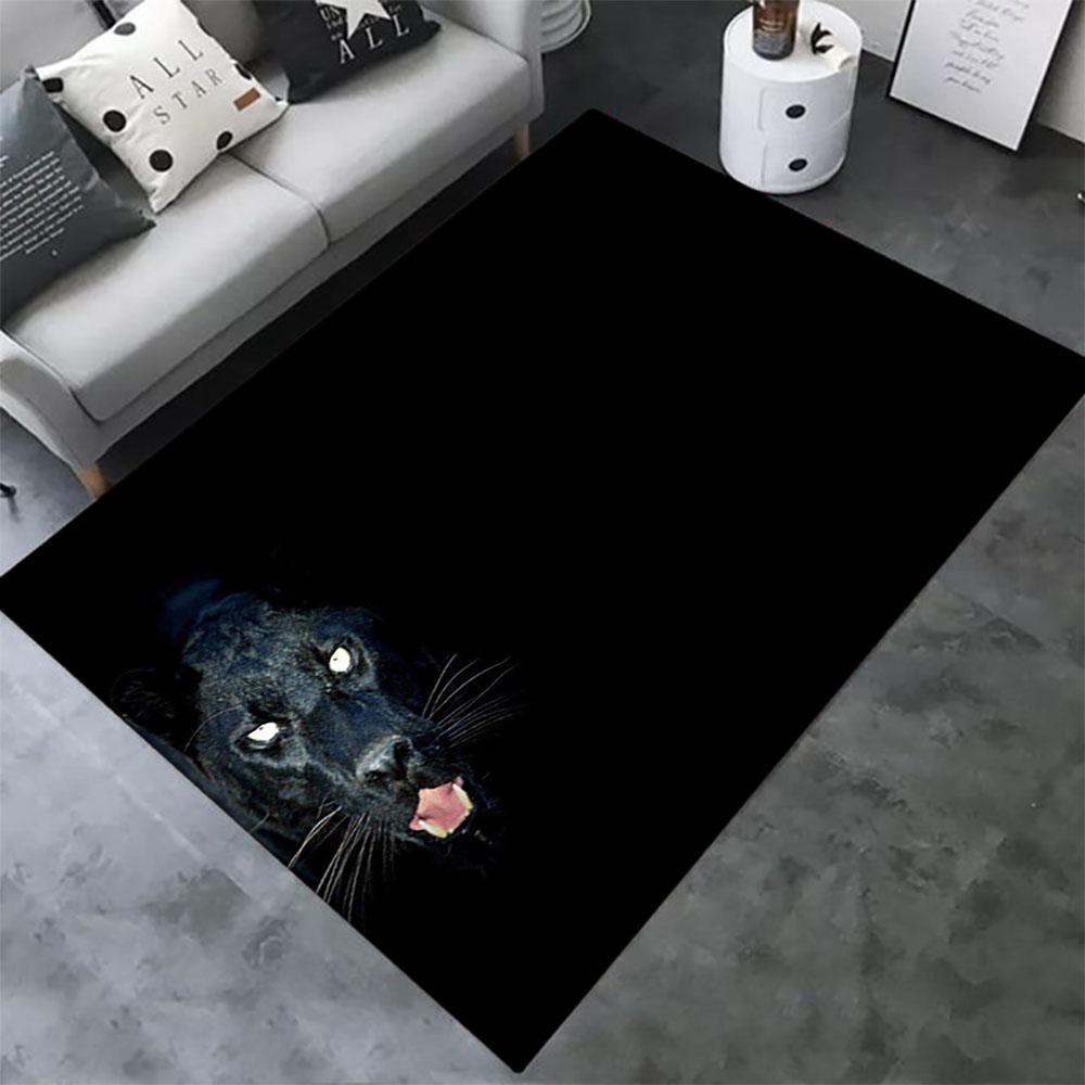 

Пантера Килим Чорний леопардовий килимок для вітальні Килимок великої площі Тварина Лев Тигр Килимок для спальні Прикраса дому 160cm x 230cm