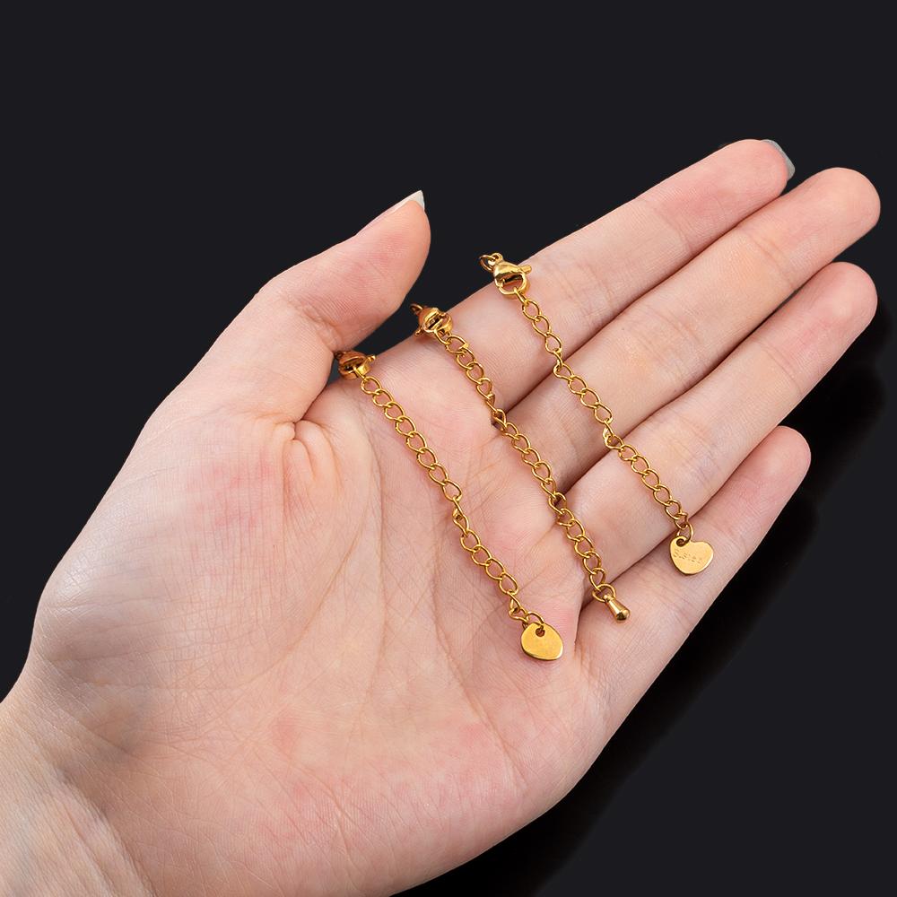 5pcs Extension Tail Chain with Lobster Clasps Stainless Steels Extended Chain for DIY Bracelet Necklace Connector Jewelry Making