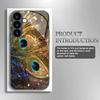 Peacock Feather Tempered Glass Phone Case Suitable for Samsung Galaxy S26 S25 S24 S23 S22 S20 FE/Ultra/Plus Anti Drop Rear Cover