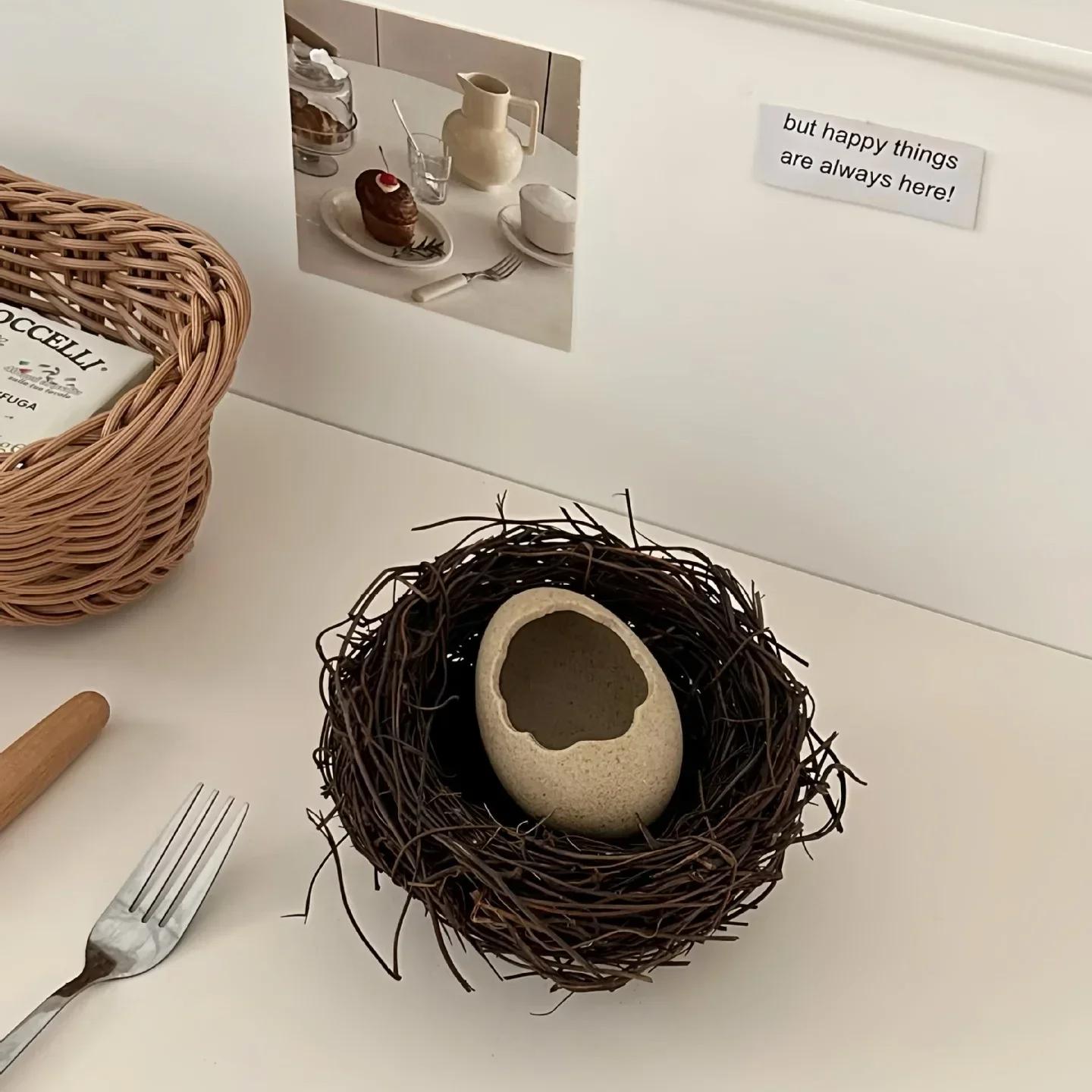 

Посуда в форме яичной скорлупы Миска в виде птичьего гнезда Отличительный дизайн Десертная сервировочная тарелка Тарелка для супа и лапши Ресторан Small size