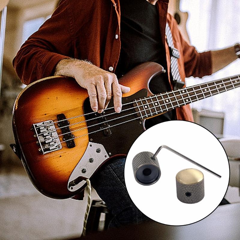 2Pcs Metal Guitar Tone Volumes Knob Replacement Potentiometer Control Knobs Electric Guitar Bass Dome Knobs with Hole