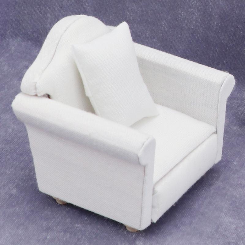 1:12 Dollhouse White Sofa Set - 3-Piece Mini Furniture with Cushions for ob11