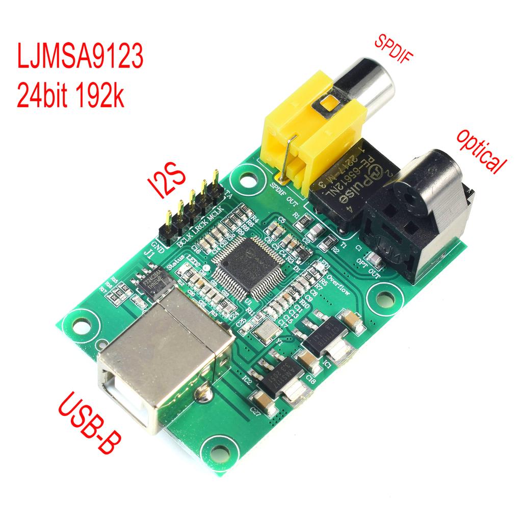 LJMSA9123 USB To 24BIT Auditory Controller Module With SPDIF And I2S Outputs Delivers 24BIT 192KHz High Quality Sound