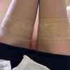Cuban Heel Back Seam Stockings Contrast Color Lace Patchwork Stockings For Women 1D Thin Oil Shiny Over Knee Non-slip Hosiery