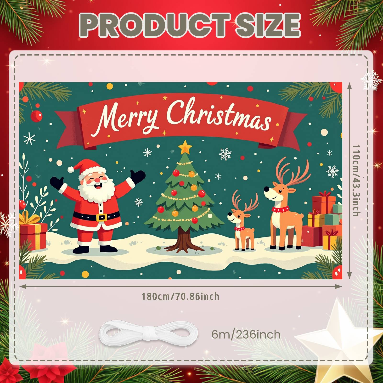 Фон для празднования праздника Тема праздника Рождественская витрина Баннер с Санта-Клаусом Праздничное Рождественское украшение Витрина для зимнего праздника