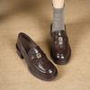 New Women Shoes Leather Pumps Fashion Chunky Heel High Heel Shoes Street Slip-on Loafers