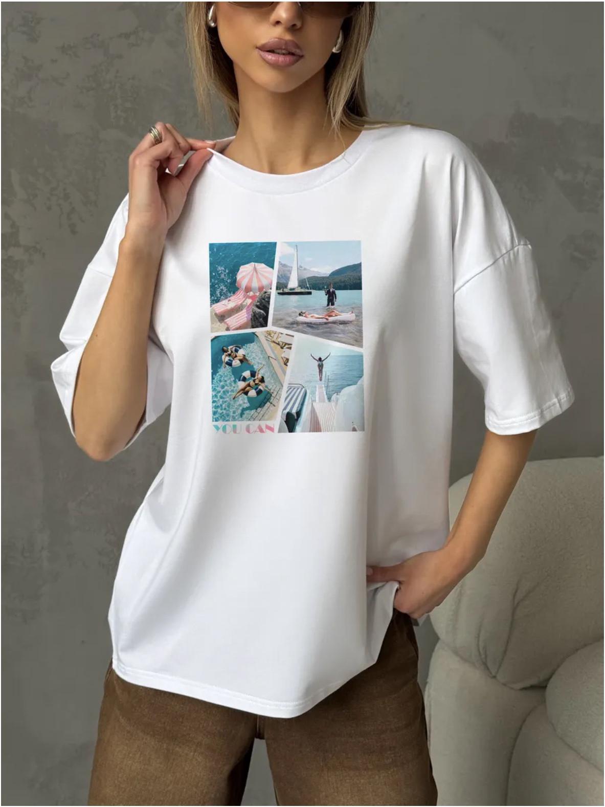 Летний шикарный оверсайз топ: Модный, Свежий и Удобный L белый