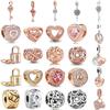 Neuer Rosegold-beschichteter Schlüssel-Schloss-Rosen-Anhänger-Perle aus Kupfer Kompatibel mit Authentischen Europäischen Charm-Perlen Armbändern Schmuck Anhänger