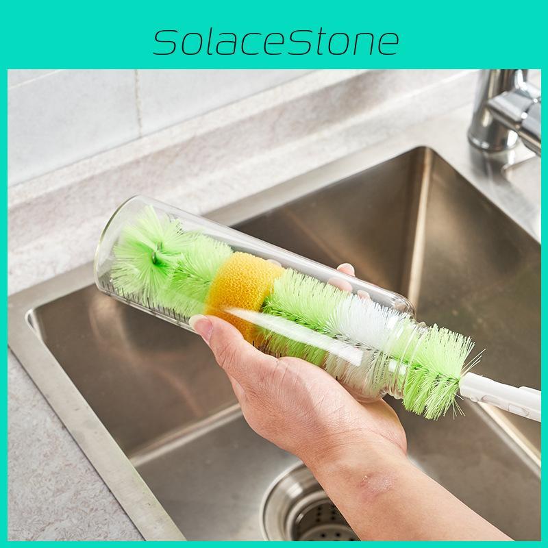 Long Handle Kitchen Brush For Cleaning Bottles Cups And Jugs With Sturdy Plastic Bristles