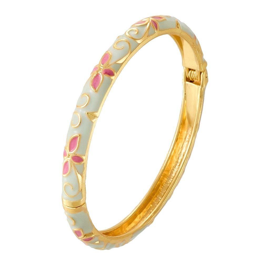 Traditional Hollow Out Flower Bangle Classic Women's Hand Bracelet Vintage Cloisonne Bangle  Girls