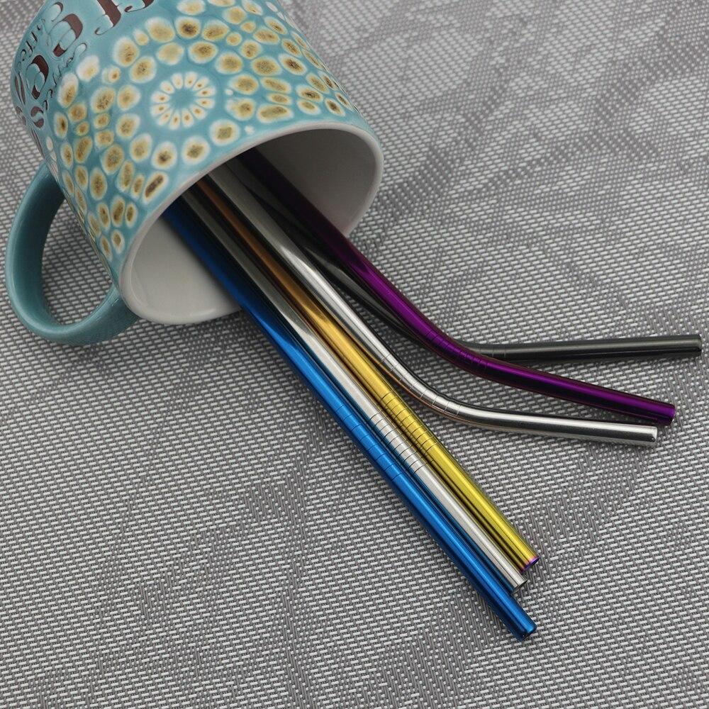 8pcs Multicolor Metal Straws High Quality Stainless Steel Straw Eco Friendly Reusable Straw Party Accessory Dishwasher Safe