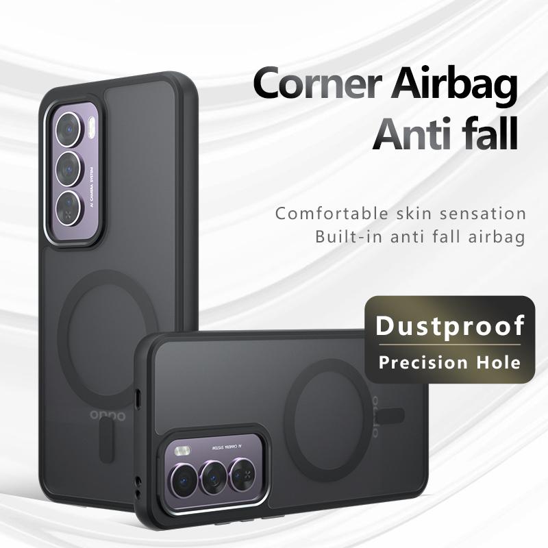 For Oppo Reno12 Reno11 F F27 12Fs Pro Case Matte Magsafe Drop-proof Built-in Airbag Corner Non-yellowing Material Soft Cover